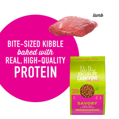 Tiki Dog Born Carnivore grain-free dry food, no corn or soy, for sensitive digestion.