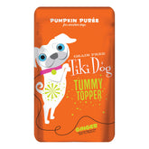 Tiki Dog tummy topper pumpkin purée in a grain-free formula adds moisture to dry food.