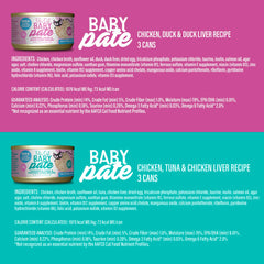 Tiki Cat Baby Pate duck-chicken-liver can offers rich flavor variety for picky eaters.