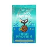 Tiki Pets Born Carnivore herring kibble close view, protein-rich dry food for adult cats