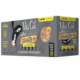 Tiki Pets Tiki Cat After Dark Pate+ with meat chunks in broth for a protein-rich meal.