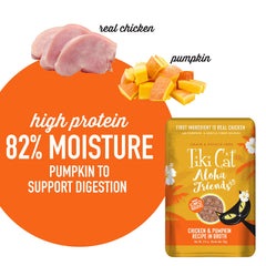 TIKI PETS Tiki Cat Aloha Friends real chicken close-up, protein-rich nutrition from premium ingredients.