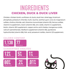 Tiki Cat Baby Mousse ingredients highlight featuring chicken, duck, and liver for balanced nutrition.