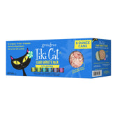 Tiki Cat Luau wet cat food packaging label highlights grain-free protein-rich formula.