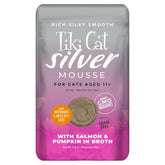 Tiki Cat Silver Mousse senior salmon in broth image promotes hydration and flavor