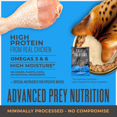 Tiki Cat Solutions Mineral Balance chicken dry cat food shows 34% protein on packaging.