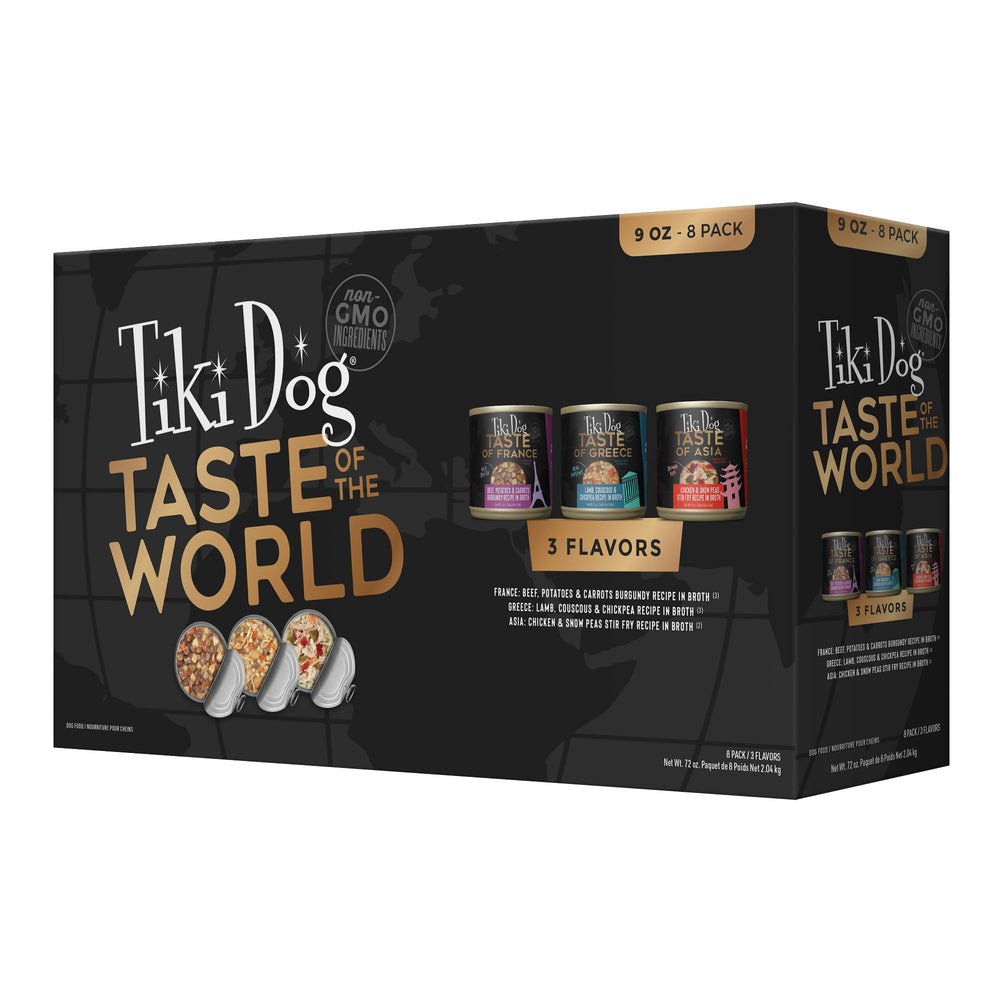 Tiki Pets Tiki Dog Taste of the World variety pack cans for dog meals
