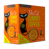 Tiki Pets Tummy Topper pumpkin-broth pouch on kibble, moisture boost for cats