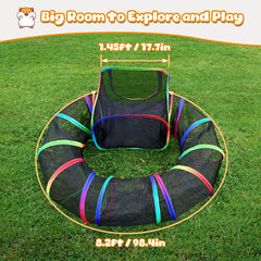 Extended 98.4-inch tunnel in TIKIWIK playpen for spacious roaming