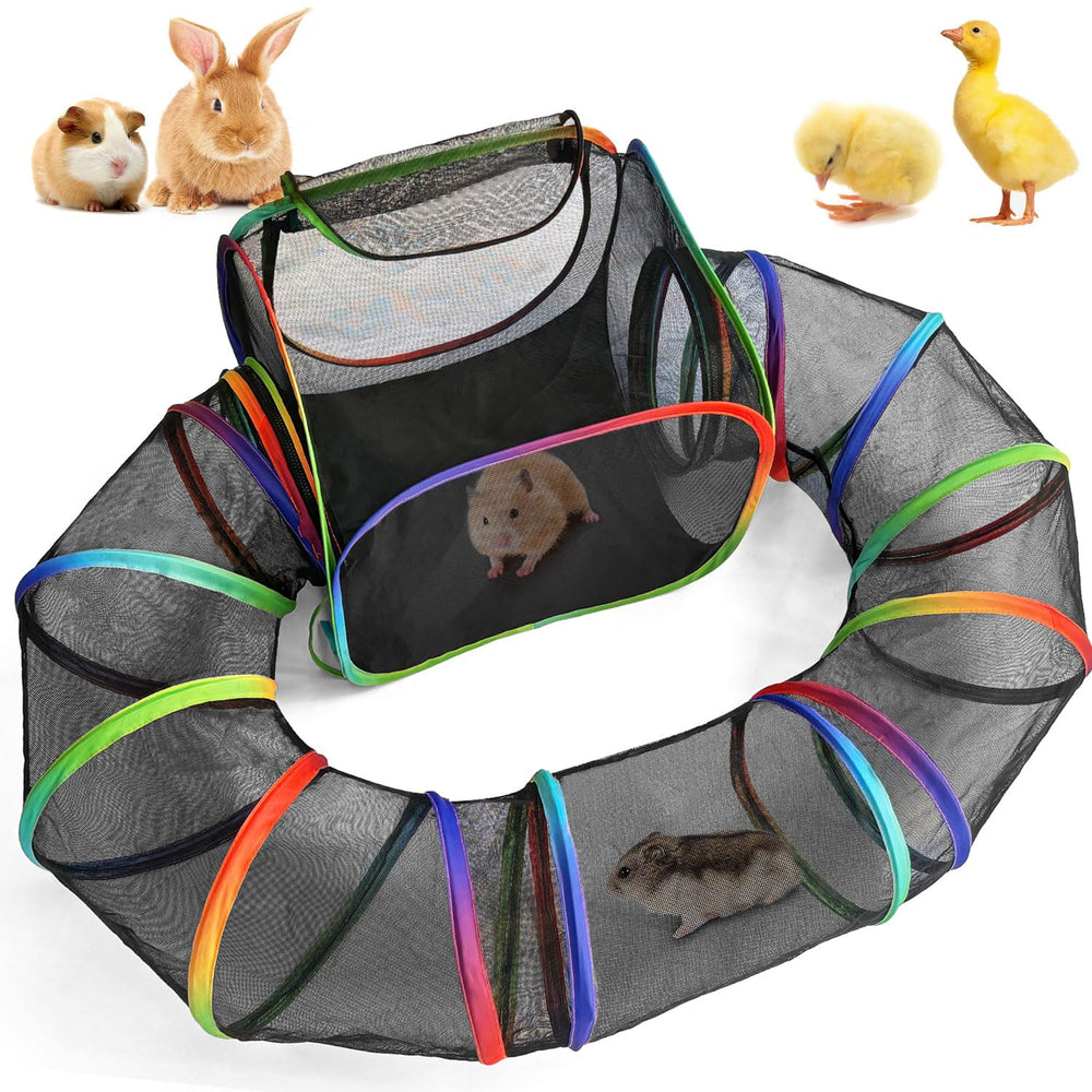 TIKIWIK guinea pig playpen with rainbow tunnel for safe, active play