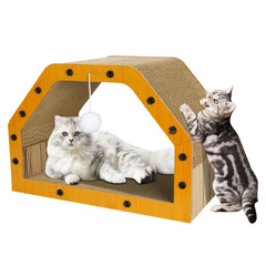 TIMIEEYA cardboard cat house roof view highlights sturdy design for multi-cat use.