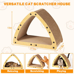 TIMIEEYA triangle cat house side scratching boards support multi-cat play and exercise.