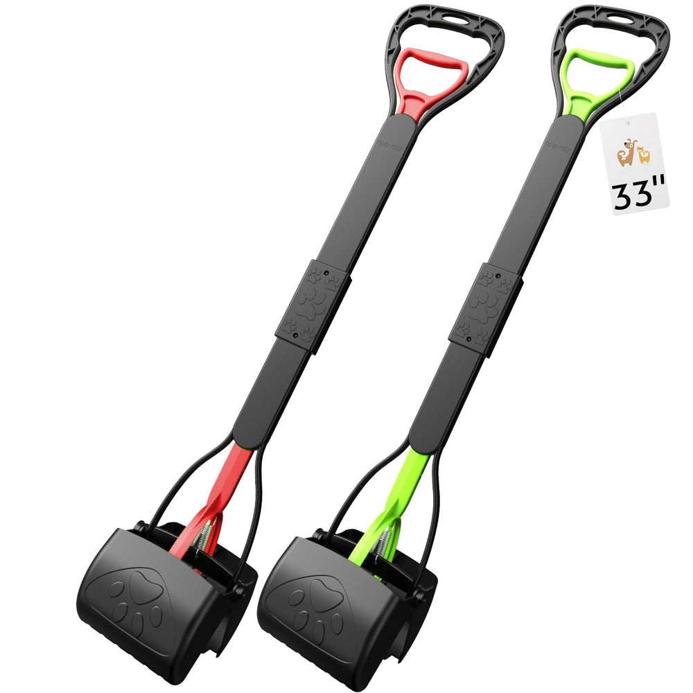 TIMINGILA 33-inch pooper scooper front view highlighting extended reach for cleaner pickups.