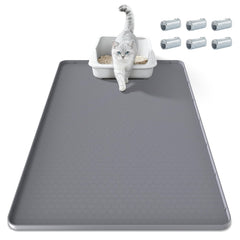TIMOHCR cat litter mat 34x22 inches, top view, edge protection helps contain spills.