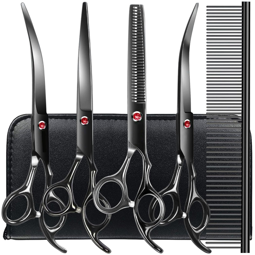 TINMARDA professional dog grooming scissors kit with six-in-one blades for precise grooming.