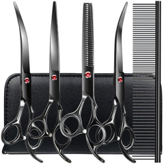 TINMARDA professional dog grooming scissors kit with six-in-one blades for precise grooming.