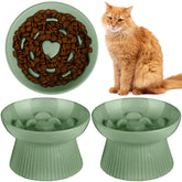 Tioncy raised slow feeder cat bowl in sage green for mess-free meals