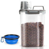 TIOVERY upgraded small pet food container with pour spout for easy serving.