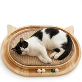 Tismucel sisal cat scratcher toy with ball track in wooden frame for indoor play.