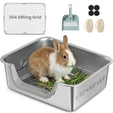 TIUUBT Rabbit Litter Box with 304 stainless sifting grid for quick waste separation.