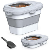 TIOVERY collapsible dog food container demonstrates space-saving design and freshness preservation.