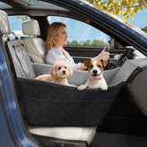 Tivray Elevated Dog Seat front view highlights boosted visibility for calmer rides.
