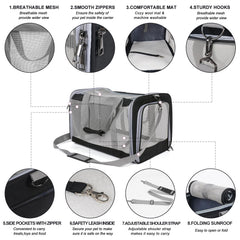 TIYOLAT cat carrier with handle and adjustable shoulder strap for easy travel