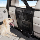 TKYZ dog car barrier front view with sturdy mesh and clear backseat separation.