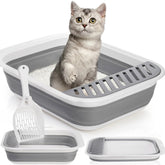 Tlence collapsible cat litter box in open top design with scoop for easy cleaning