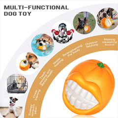 TLKNG large orange squeaky dog toy, side view, tough chew for aggressive chewers