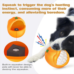 TLKNG large orange squeaky dog toy, textured surface, teeth cleaning during play
