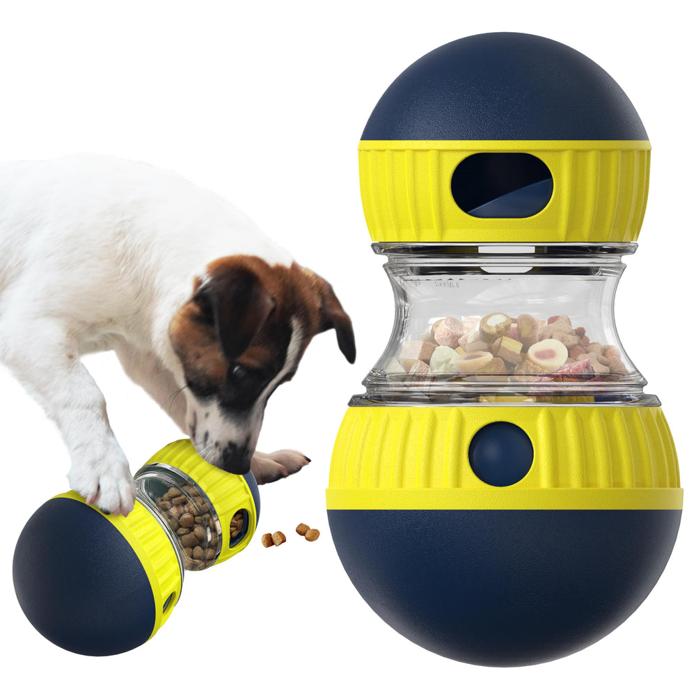 TLKNG treat-dispensing ball in action for interactive play and slower meals.