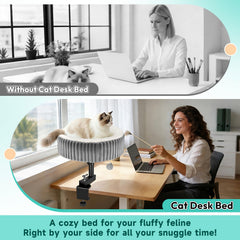 TNELTUEB Cat Desk Bed clamp-on setup on a sturdy desk