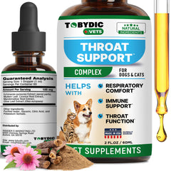 TOBYDIC kennel cough bottle showing natural relief concept for dogs and cats