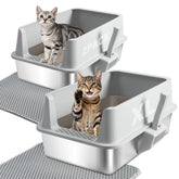TOKXTIK 2Pack stainless steel litter box with high-sides lid for mess-free containment.