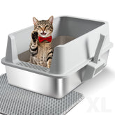 TOKXTIK XL stainless steel litter box with open top for quick scooping and easy cleaning