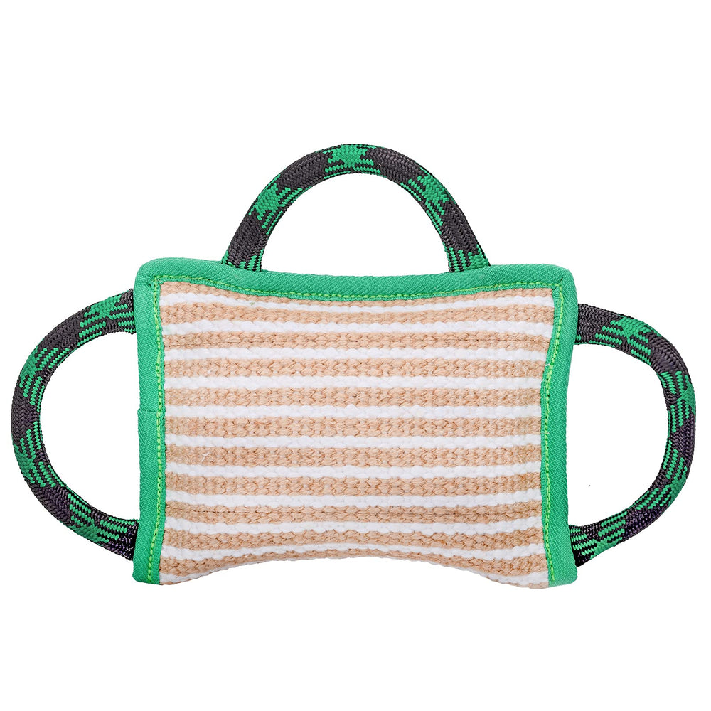 ToLanbbt tug-of-war bite pillow in green for engaging play and training.