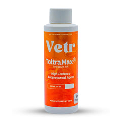 ToltraMax Toltrazuril 10% bottle for horses, dogs, and cats, with easy dosing.