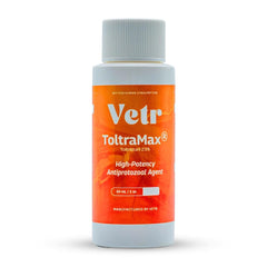 ToltraMax Toltrazuril 2.5% bottle front view for reliable parasite management.