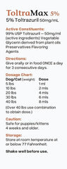 ToltraMax Toltrazuril apple flavor label with clear dosing information.