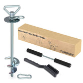 TOMBABY heavy-duty stake secured in ground for reliable outdoor tie-out