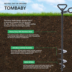 TOMBABY included carabiner, brushes, pole, and manual for setup.