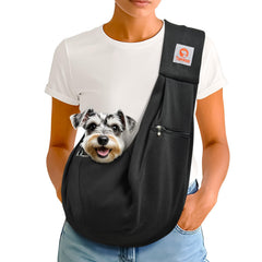 Tomkas front zippered pocket sling carrier keeps essentials secure during outings.