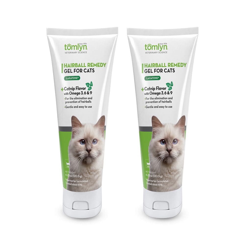 Tomlyn Laxatone catnip gel pour shows smooth texture for hairball relief.