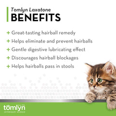 Tomlyn Laxatone tuna flavor cat-licking action suggests easy ingestion