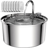 Tomxcute cat fountain in stainless steel with 108oz capacity for durable hydration