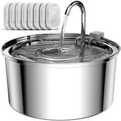Tomxcute cat fountain in stainless steel with 108oz capacity for durable hydration