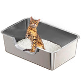Tondid stainless steel litter box front view with durable, easy-clean design