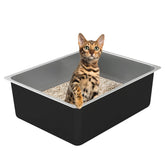 Tondid stainless steel litter box top view with easy-clean surface for quick maintenance.