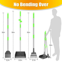 TOOGE Larger Pooper Scooper extended-reach-rake minimizes strain during yard duties.